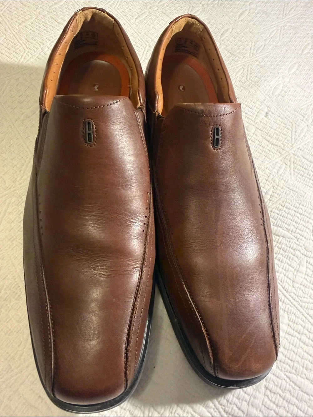 Clarks Men's Brown Leather Slip-On Dress Shoes